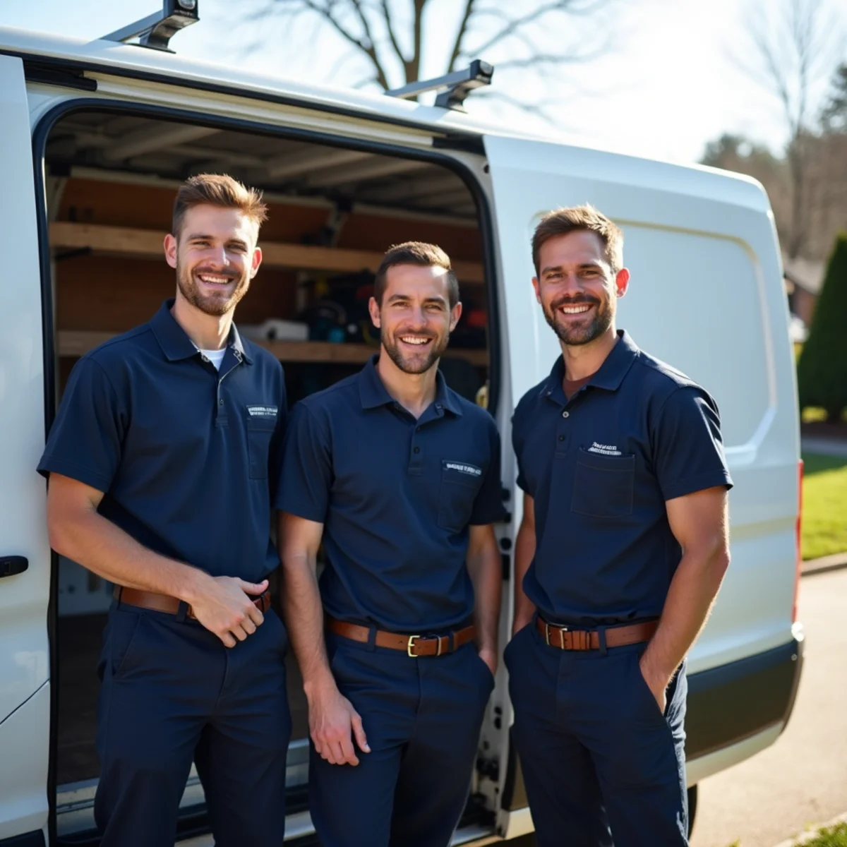 All Pro Plumbing team beside a service van in Fredericksburg, VA