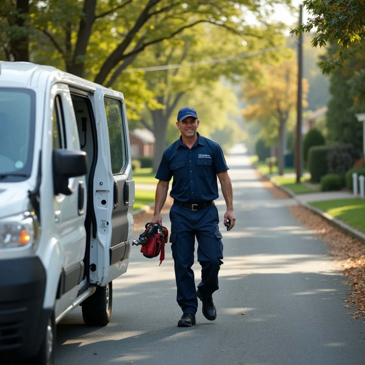 All Pro Plumbing technician arriving at a Ferry Farm home in Stafford County, VA