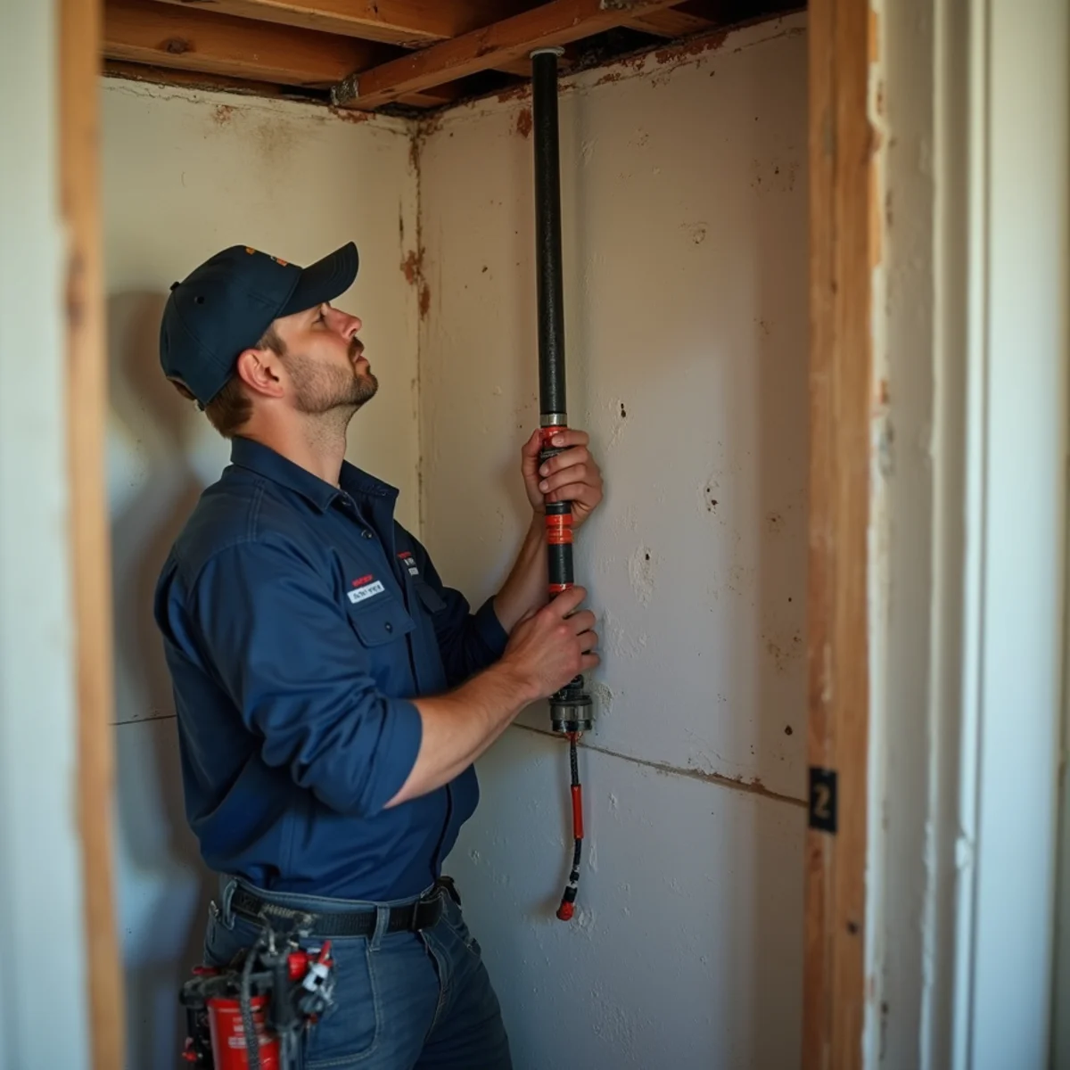New PEX supply lines routed through an existing chase in a historic Fredericksburg VA home