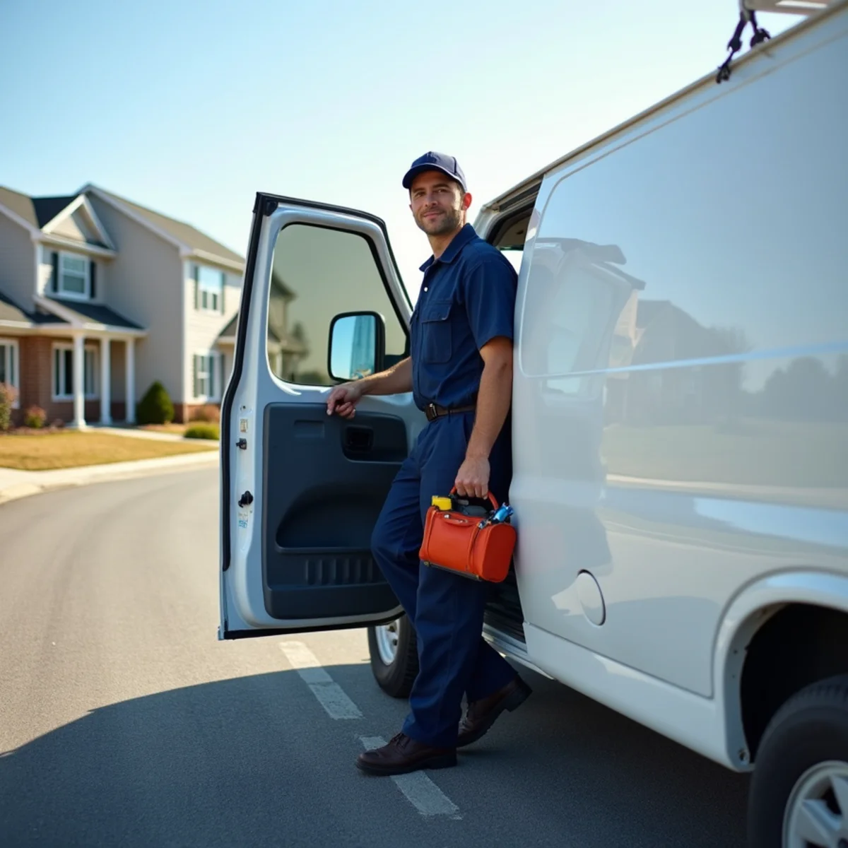Plumber installing a replacement water heater in a Massaponax, VA home