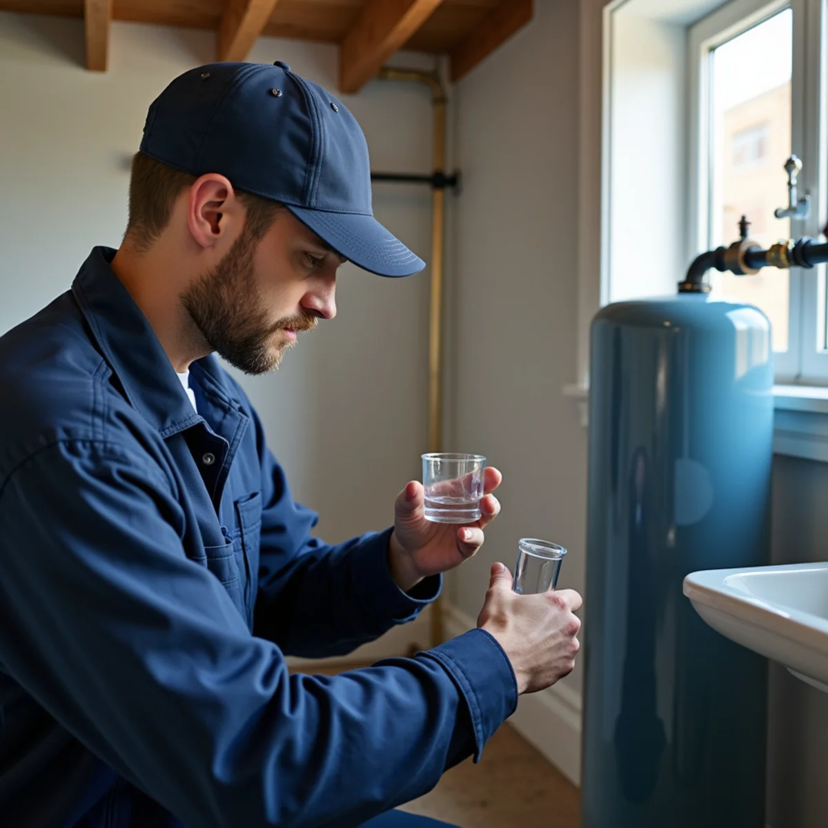 Whole-house water softener and filtration system installed in a Fredericksburg VA utility room