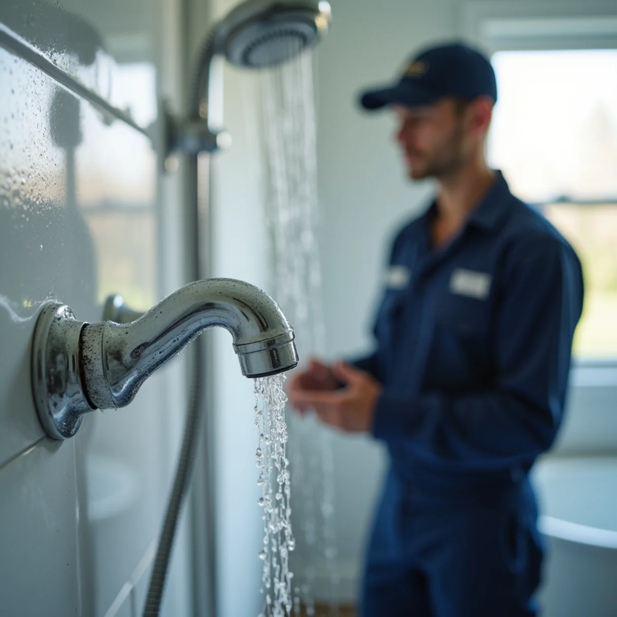 Mineral scale buildup on a shower head and faucet aerator from hard water in Fredericksburg VA